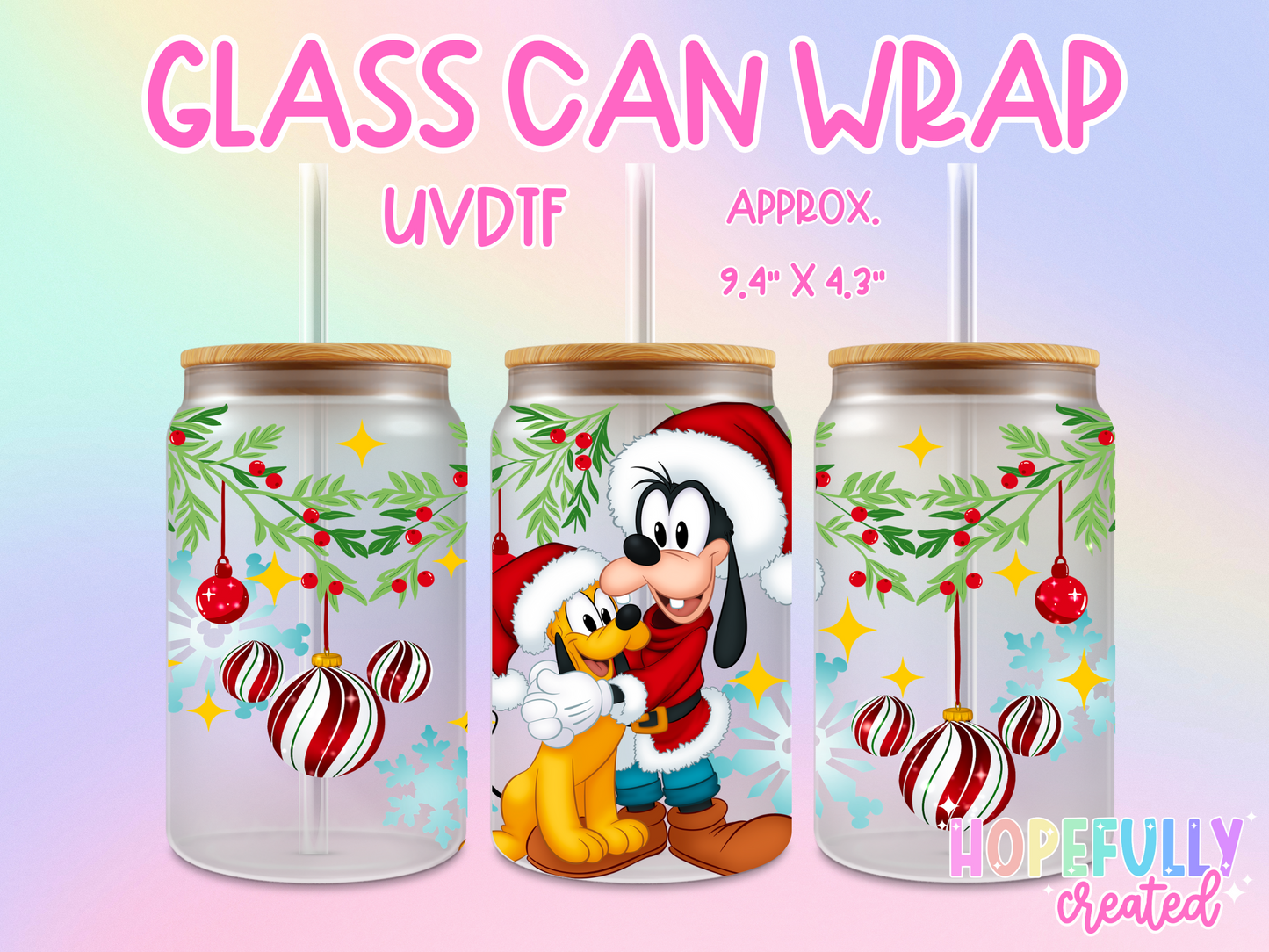 Christmas Dogs UVDTF Glass Can Wrap