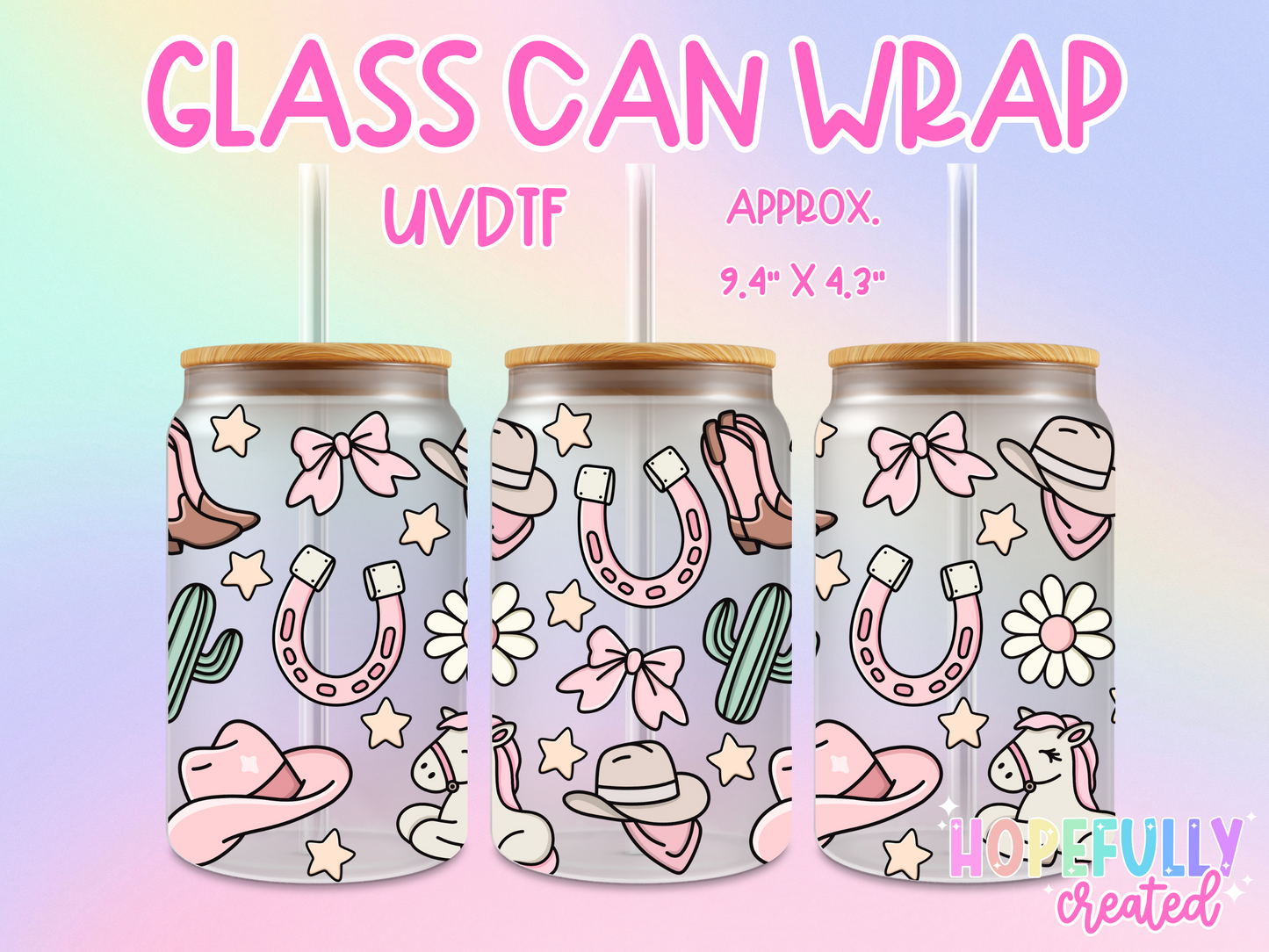 Cowgirl UVDTF Glass Can Wrap