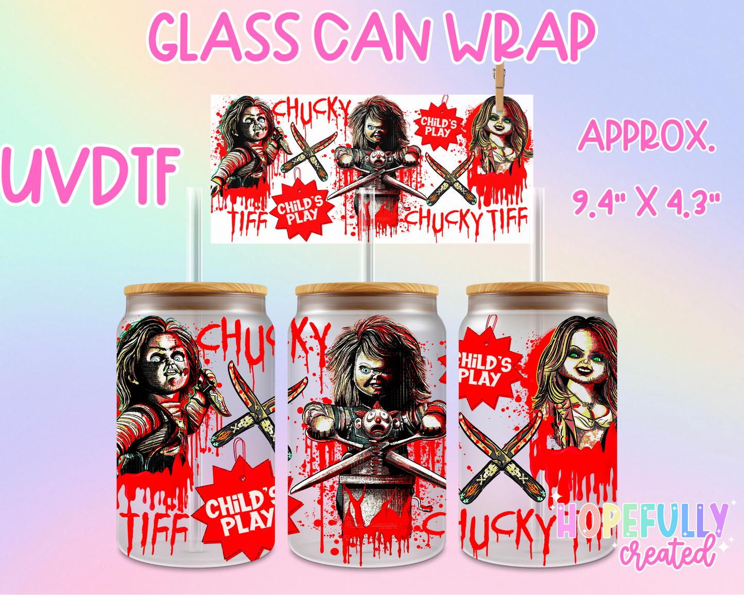 Chucky UVDTF Glass Can Wrap