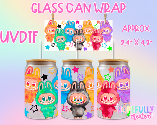 Rainbow Labubu UVDTF Glass Can Wrap