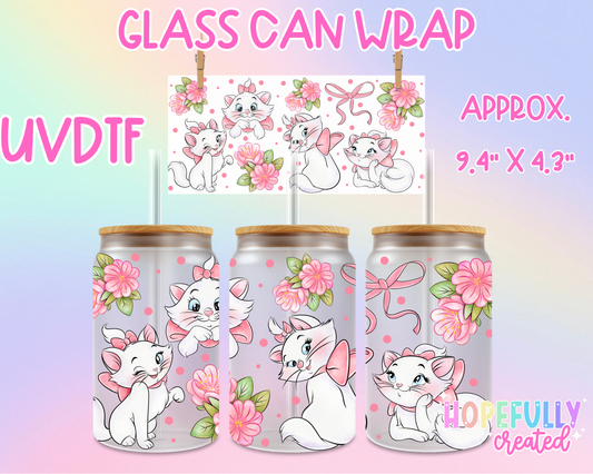Pink Cat UVDTF Glass Can Wrap