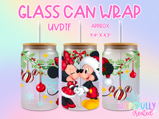 Christmas Mice UVDTF Glass Can Wrap