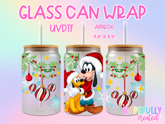 Christmas Dogs UVDTF Glass Can Wrap