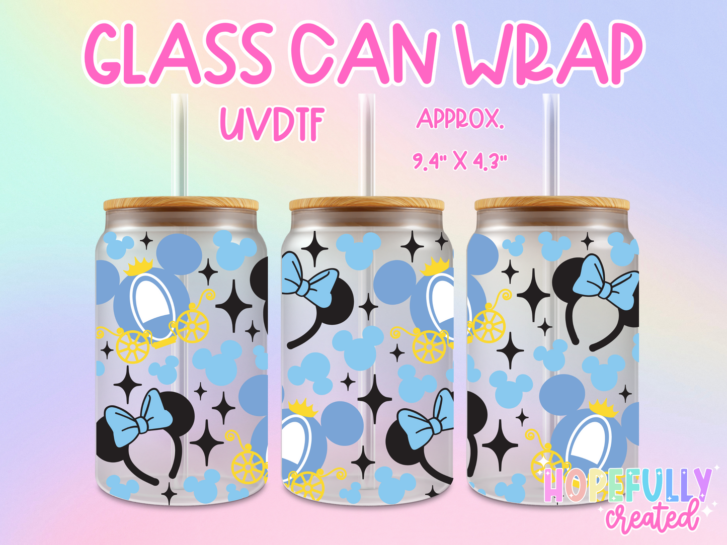 Cinderella Headbands UVDTF Glass Can Wrap