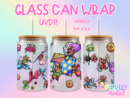 Sewing Mice UVDTF Glass Can Wrap