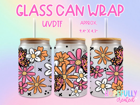 Floral Butterfly UVDTF Glass Can Wrap