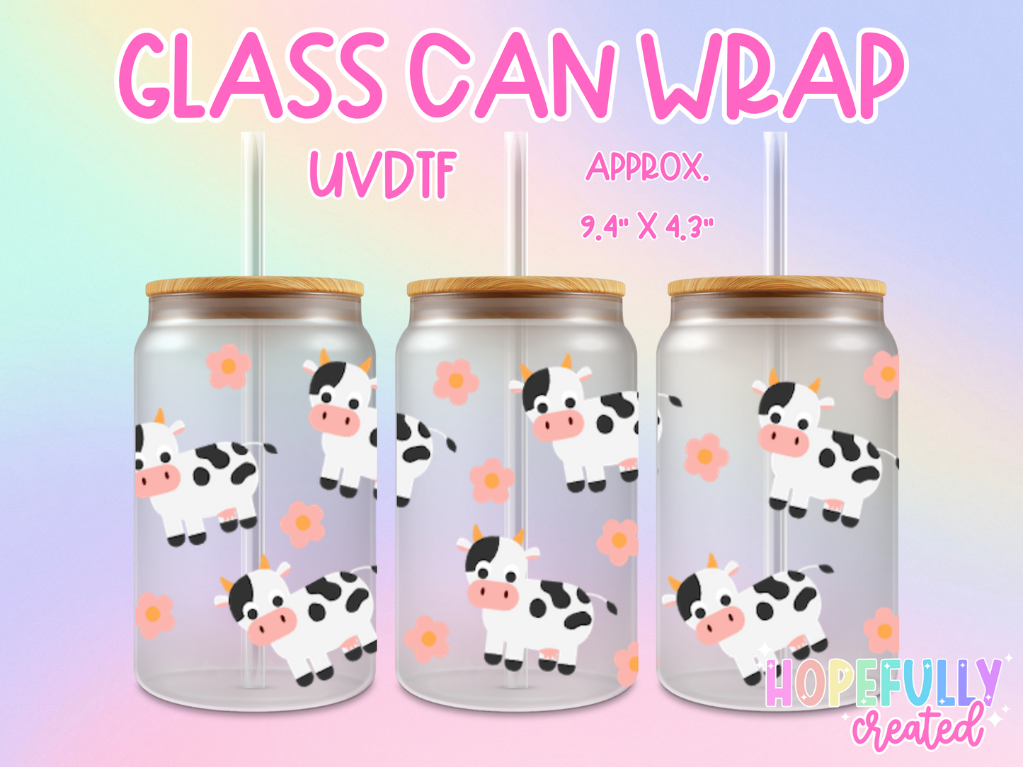 Cow UVDTF Glass Can Wrap