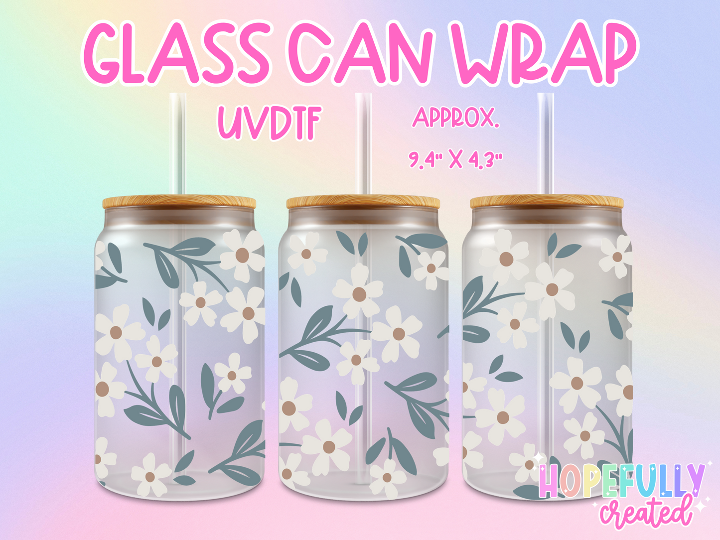 Daisy Simple UVDTF Glass Can Wrap