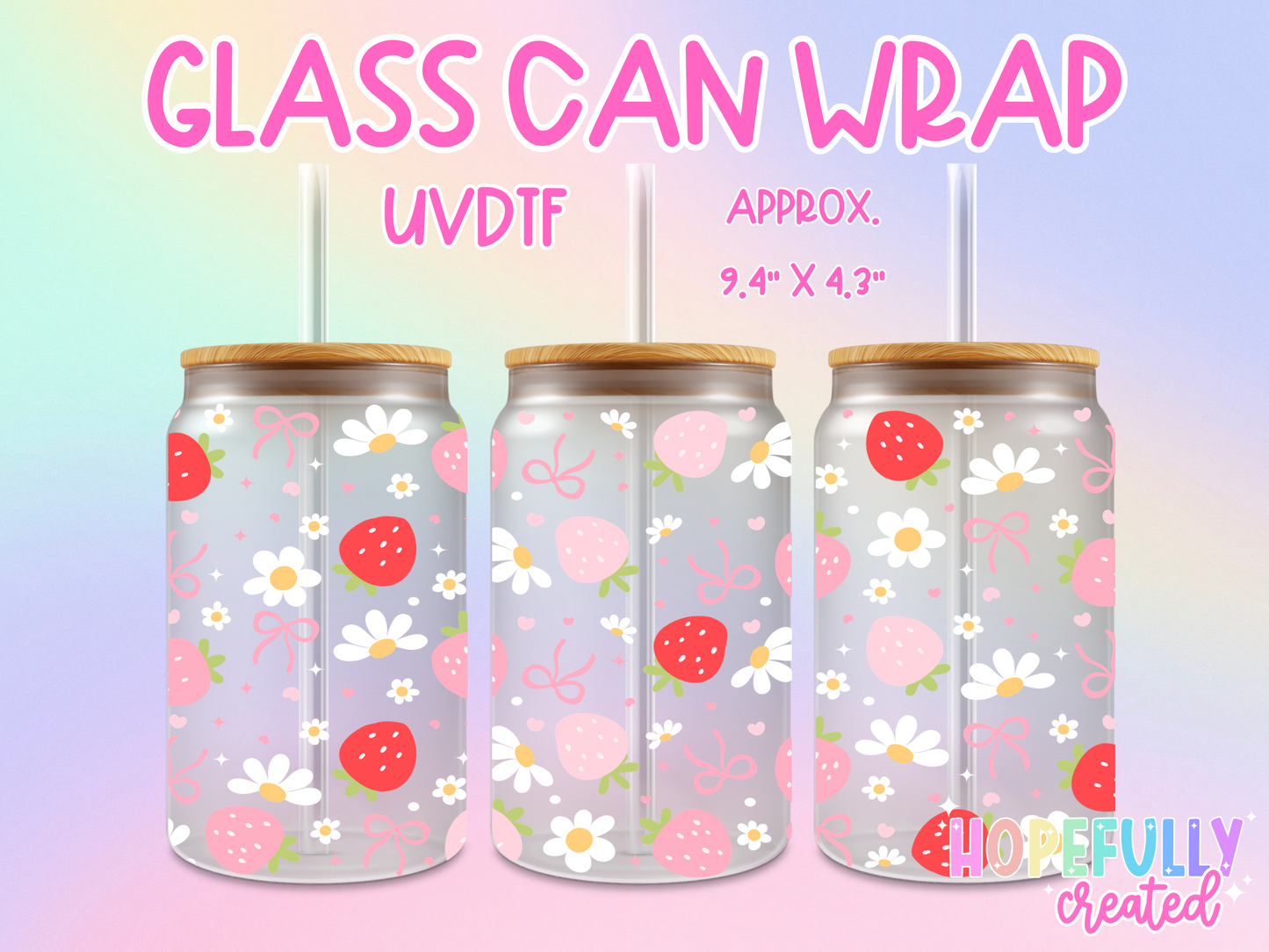 Strawberry UVDTF Glass Can Wrap