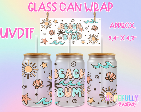 Beach Bum UVDTF Glass Can Wrap