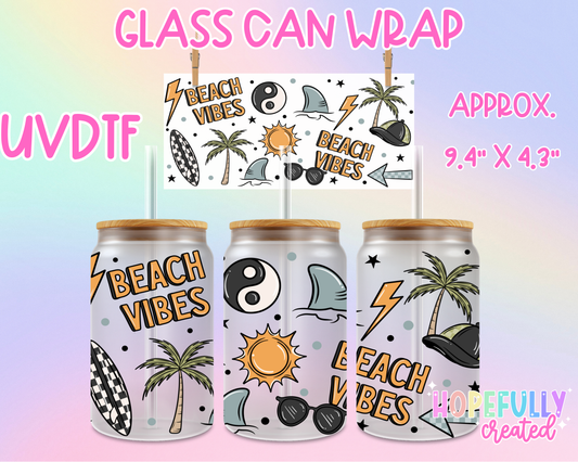 Beach Vibes UVDTF Glass Can Wrap