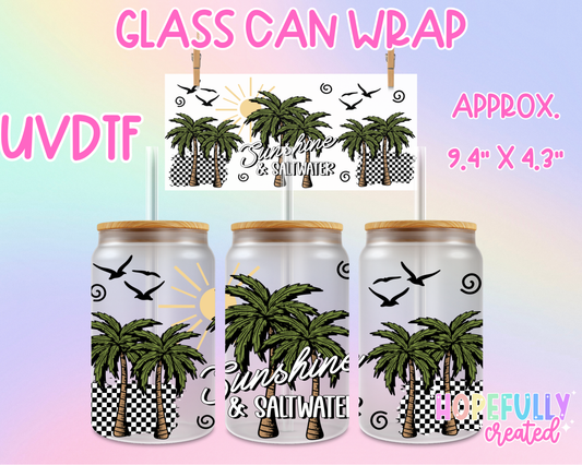 Sunshine and Saltwater UVDTF Glass Can Wrap
