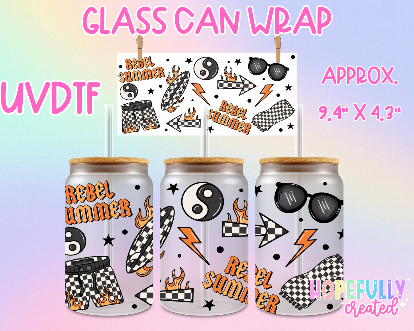 Rebel Summer UVDTF Glass Can Wrap