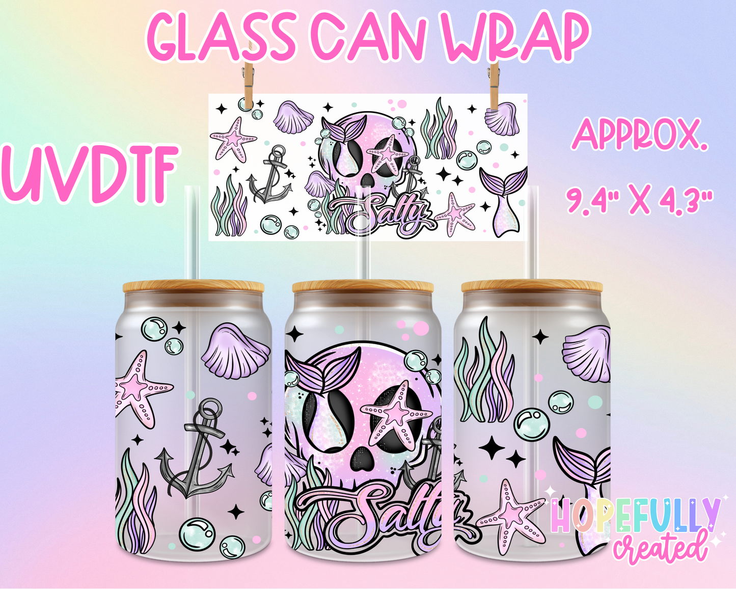 Salty Skull UVDTF Glass Can Wrap