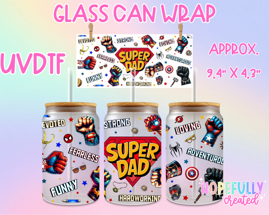 Super Dad UVDTF Glass Can Wrap